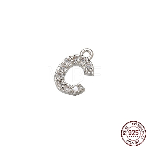 Real Platinum Plated Rhodium Plated 925 Sterling Silver Micro Pave Clear Cubic Zirconia Charms STER-P054-10P-C-1