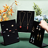  3Pcs 3 Styles Velvet Finger Ring & Necklace & Earring Display Stands ODIS-PH0001-60A-3