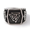 Viking 304 Stainless Steel Valknut Rings RJEW-U005-06A-AS-2