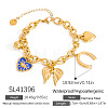 304 Stainless Steel Micro Pave Cubic Zirconia Charm Bracelets FS-WG2DFC3-03-1