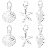 6Pcs 3 Styles Ocean 925 Sterling Silver Pendants STER-BBC0009-57-1