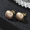 Brass & ABS Plastic Imitation Pearl Stud Earrings for Women PL-CBA760A-03A-G03-1