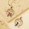 Full Moon with Double Cat and Star Pendant Necklace JN1028B-3