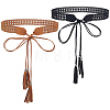 2Pcs 2 Colors Bohemian Imitation Leather Tassel Wrap Chain Belts AJEW-CL0003-47A-1