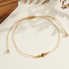 Casual Brass Bead Khaki Wax Thread Semi-Precious Natural Gemstone Bracelets Sets JA4012-4