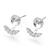 925 Sterling Silver Stud Earring Findings Micro Pave Cubic Zirconia STER-T007-17P-3