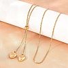 Adjustable 304 Stainless Steel Heart Tassel Box Chain Lariat Necklaces for Women SA-D001-03G-6
