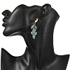 Brass with Raw Rough Natural Aquamarine Beads Stud Dangle Earrings EJEW-JE07474-02-2