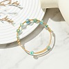 Herringbone Wire-Wrapped Natural Hemimorphite Brass Cuff Bangles BJEW-JB14039-02-1