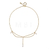White Round Shell Pearl Pendant Brass Cable Chain Necklaces for Women NJEW-JN06349-3