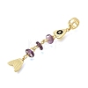 Brass Pave Cubic Zirconia Clear Cubic Zirconia & Natural Amethyst & Enamel European Dangle Charms GG-CBA3401-01G-A04-2