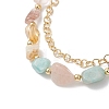 Natural Mixed Gemstone & Brass Rolo Chains Multi-strand Bracelets for Women BJEW-JB13161-3