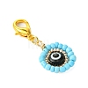 12Pcs 12 Colors Flat Round with Evil Eye Resin & Glass Seed Pendant Decorations HJEW-MZ00094-5