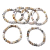 Natural Green Opal Round Beads Stretch Bracelets for Women BJEW-Z158-03L-04-4