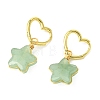 Brass & Natural Green/Blue Aventurine & Quartz Crystal & Rose Quartz & Obsidian Hoop Dangle Earrings EJEW-JE07236-5