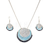 Three Flat Round Zinc Alloy Enamel Pendant Necklaces & Dangle Earrings Sets WGCF00E-02-3