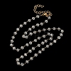 304 Stainless Steel with Glass Faceted Rondelle Bead Handmade Link Chain Birth Stone Necklaces for Women NJEW-G195-01G-12-4