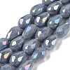 Opaque Solid Color Electroplate Glass Beads Strands EGLA-N013-P8mm-B05-1