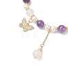 Butterfly Brass Micro Pave Clear Cubic Zirconia Charms Bracelets BJEW-JB12848-3
