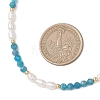 Faceted Round Natural Apatite and Rice Natural Pearl Beaded Necklaces for Women NJEW-JN05816-02-3
