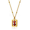 304 Stainless Steel Rectangle with Facetd Round Cubic Zirconia Ball Pendant Necklaces WGA581F-06-1
