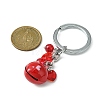 Valentine's Day Baking Painted Brass Bell Heart Keychain KEYC-JKC00526-3