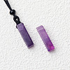 Natural Amethyst Cuboid Pendant Black Cotton Cord Necklaces FS-WG3353C-01-1