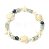 3Pcs Shell Pearl & Natural & Synthetic Mixed Gemstone Beads Stretch Bracelets for Women BJEW-JB13898-5