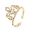 Clear Cubic Zirconia Crown Open Cuff Ring RJEW-P032-35G-1