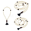 6Pcs 3 Style Natural Wood Bead Necklaces NJEW-DC00017-1