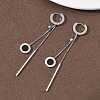 304 Stainless Steel Crystal Rhinestone Flat Round Tassel Hoop Earrings EJEW-G453-02P-2