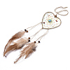 Chicken Feather Handmade Woven Net/Web with Feather Big Pendants AJEW-S080-005-3