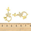 Rack Plating Brass Micro Pave Clear Cubic Zirconia Ring with Butterfly Connector Charms KK-P270-20G-3