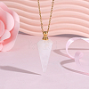 Natural Quartz Crystal Faceted Cone Pendant Perfume Bottle Necklaces with 304 Stainless Steel Cable Chain NJEW-WH0002-266F-4