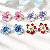Brass Enamel Flower Stud Earrings EJEW-P322-03P-1