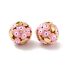 Round with Evil Eye Brass Enamel Pendants KK-G419-15G-01-2