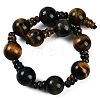 Natural Yellow Tiger Eye & Dyed Blue Tiger Eye 3-Hole Guru Beads Strands G-H064-E05-02A-3