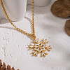 Minimalist 304 Stainless Steel Enamel White Snowflake Pendant Necklaces for Women NO8875-2