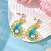 Glass Seed Bead & Glass Pearl Bead Conch Dangle Stud Earrings for Women EJEW-MZ00269-01-2