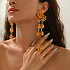 Iron Hollow Flower Earring & Cuff Rings Sets for Women Engagement Wedding Party Accessories AS0088-3