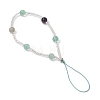 Natural Rainbow Fluorite & Glass Seed Round Beaded Phone Hand Strap Chains HJEW-JM03363-02-4