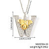 Brass Micro Pave Clear Cubic Zirconia Bee Initial Pendant Necklaces FS-WGF5E80-23-1