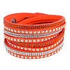 6-row Suede Cord & Rhinestone & Alloy Rivet Wrap Bracelets WGDA315-12-1