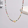Bohemian 304 Stainless Steel Heart Faceted Colorful Glass Beaded Necklaces for Women JD8300-4