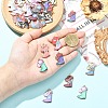 24Pcs 12 Styles Light Gold Alloy Printed Pendants FIND-YW0011-62-5