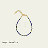 Natural African Turquoise(Jasper) and Lapis Lazuli Faceted Round Beaded Bracelets with 304 Stainless Steel End Chains WE3127-1-2