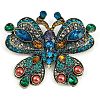 Zinc Alloy Colorful Rhinestone Brooch JEWB-U011-04AG-02-1