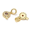Brass Micro Pave Organge Red and Clear Cubic Zirconia Arrow with Target Shape European Dangle Charms KK-L257-25G-2