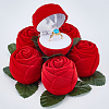 DELORIGIN Flocking Plastic Rose Finger Ring Boxes CON-DR0001-01-3