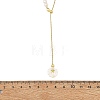 Summer Beach Natural Pearl Brass Box Chain Lariat Necklaces NJEW-JN06595-4